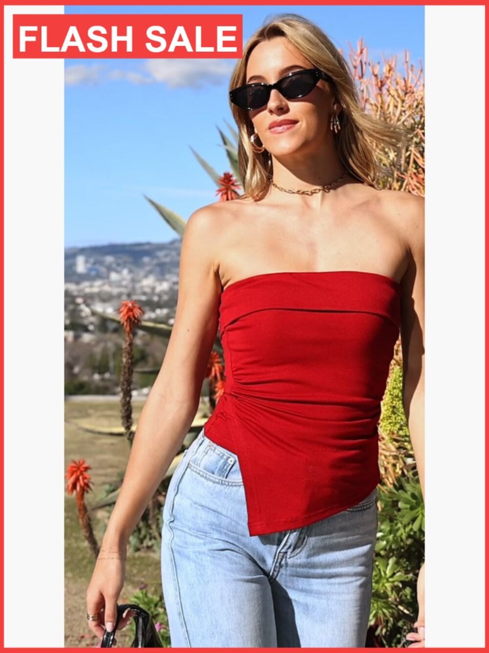 Strapless Ruched Tube Top Women Asymmetrical Bandeau Y2K Going Out Fitted - Picture 7 of 7
